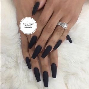 Matte Black Coffin Press On Nails